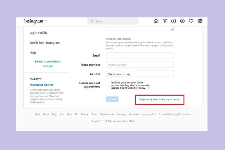 آموزش نحوه دی اکتیو کردن اکانت اینستاگرام